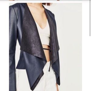 ZARA Vegan Leather Shawl Jacket